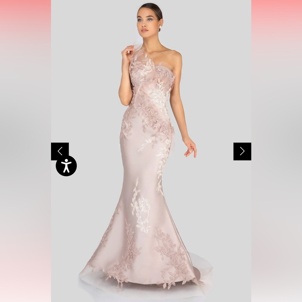 Mother of the bride gown- Embroidered Asymmetric Neck Mermaid Gown